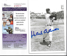 Hank Aaron Autographed George Brace 4x6 Photo Atlanta Braves Baseball JSA COA