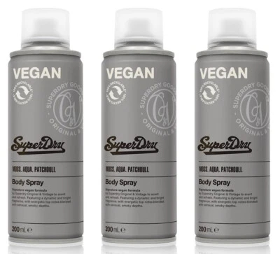 ✅ SUPERDRY Men Deo Spray Bodyspray Moss Aqua Patchouli Deospray 3x 200ml ✅