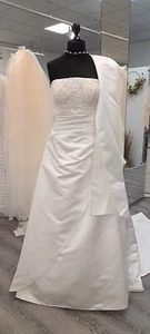 DESIGNER BRAUTKLEID TOMY MARIAGE PARIS GR 50 IVORY ORGANZA GLITZER KORSAGE - Bild 1 von 1