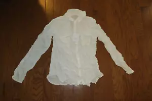 S 6 ❤️ VICTORIA'S SECRET ❤️ VISCOSE-MODAL ❤️ TOP WHITE Long Sleeve Blouse BUTTON - Picture 1 of 8