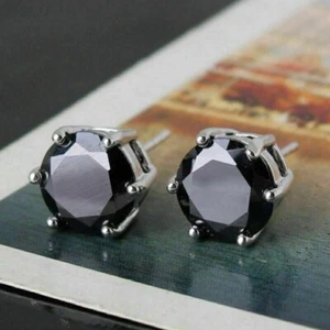 Certified AAA 4 ct Black Diamond Studded Earring In 925 Sterling Silver - Picture 1 of 4