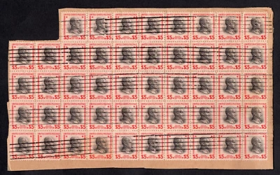 US Sc# 834 USED { "RARE BLOCK OF 48 } $5 CALVIN COOLIDGE 1938 PRESIDENTIAL SERIE - Image 1 of 4