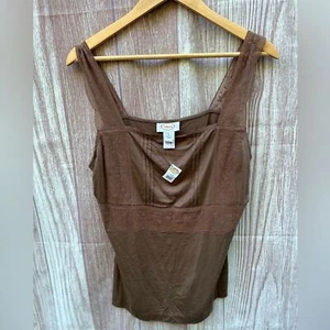 Vintage Y2K Talbots L Neu Deadstock Spitzenbesatz Babydoll Tank Top Bluse - Bild 1 von 6