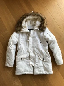 Dakota Skijacke Parka Größe M weiß Kapuze abnehmbares Fell - Bild 1 von 8