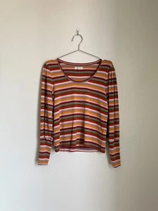 Top para mujer Madewell a rayas manga abullonada cuello redondo talla PEQUEÑA - Imagen 1 de 5