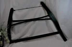 Antique One Man Bucksaw~Rustic Barn Early Farm Tool~27" Blade~Old Green Paint - Picture 1 of 10