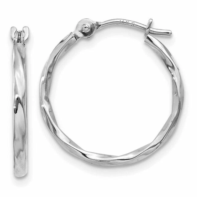 1.5mm Twisted Hoop Earrings - 14k White Gold (YE1501)