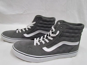 Scarpe da skateboard Vans alte grigie scamosciate a scacchi da uomo taglia 11 classiche usate in ottime condizioni - Foto 1 di 6