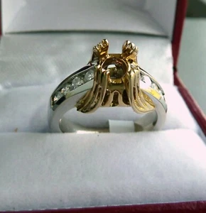 14K TWO TONE DIAMOND SEMI-MOUNT ENGAGEMENT RING 0.57 TCW - Picture 1 of 12