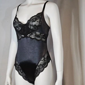 Victoria's Secret Second Skin Satin Body Teddy Medium schwarz Spitzenbesatz - Bild 1 von 5
