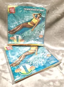 NEW X2 Play Day Inflatable TRANSPARENT MAT Swimming Pool Raft Float w/Headrest - Picture 1 of 8