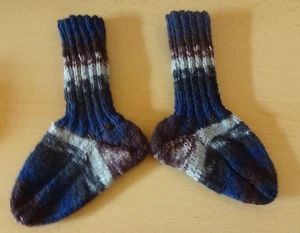 Socken handgestrickt mit Regia 4-fach Viva Wolle Größe 24 / 25 blau braun color - Bild 1 von 1