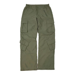 Green Nylon Cargo Pants Size 29 Outdoor Tactical Elastic Waist - Picture 1 of 9