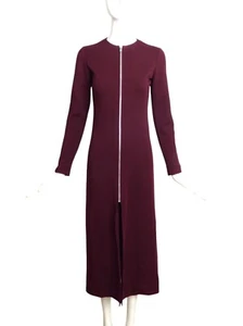 YVES SAINT LAURENT- 1970s Burgundy Wool Knit Dress, Size 6 - Picture 1 of 5