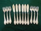 Elegantes Dekor ROKOKO Fischbesteck für 6 Personen 12 (10) Teile Silber 100er