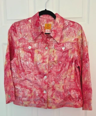 Chaqueta Ligera Brillante Vintage Ruby Rd Multicolor Rosa/Naranja Talla 12P Foto 1 de 4