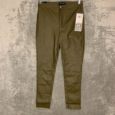 Pantalones verdes elásticos ajustados de tiro súper alto de cuero sintético casi famosos para mujer 11 Foto 1 de 4