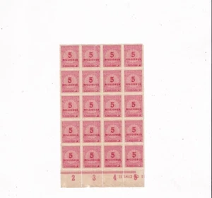 Germany Empire Stamp Deutsches Reich 5 Millionen Mark Edge block of 20 - Picture 1 of 2