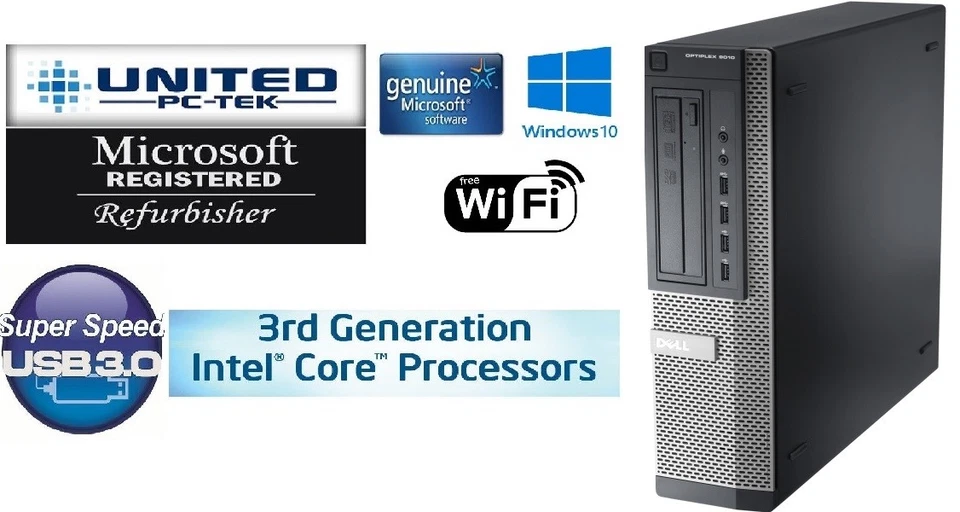 Dell Optiplex 7010 SFF or DT Windows 10 Pro Core i5 QUAD 120GB SSD USB 3.0 8GB - Image 1 of 4