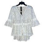 Black Label By Chico's Lace Peplum 00 Xs 2 Jacket Top Nwt Antique White $169