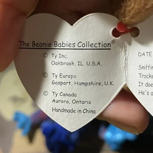 1998 Tracker the Dog Ty Beanie Baby, with Tag ERROR, RARE - Picture 1 of 3