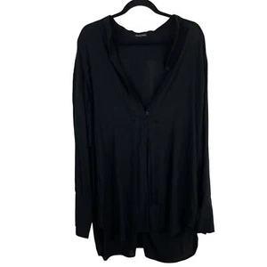 Ann Demeulemeester Biesen Knopfleiste Langarm Tunika Top Schwarz Gr. 36 / Medium - Bild 1 von 9