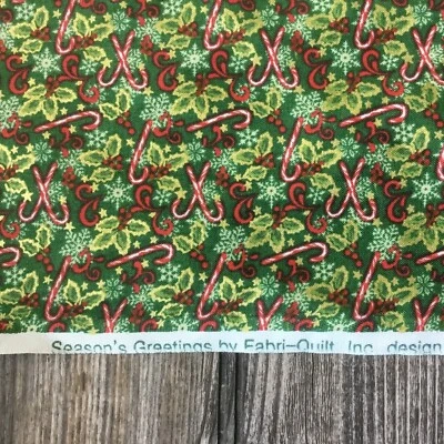 Season's Greetings Fabri-Quilt #103-219 Candy Cane Christmas Holiday Fabric - Image 1 of 4