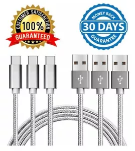 3-pack Nylon Braided USB-C Type-C 3.1 Data Sync Charger Fast 6-ft Charging Cable - Picture 1 of 8