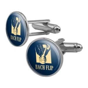 Bach Flip Back Johann Sebastian Classic Round Cufflink Set Silver Color - Picture 1 of 6