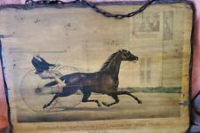"Trotting Mare Lucy" Trotting Horse Winning at Buffalo NY 1872 16x13 On Wood