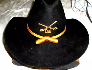 VINTAGE OLD WESTERN STYLE US CAVALRY HAT SIZE SMALL 6.7/8 , 55 CM, 21.5/8 INCH - Picture 1 of 7