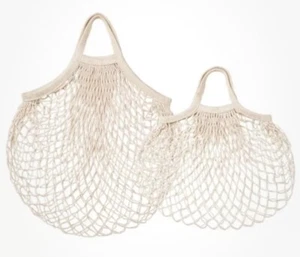 IKEA Kungsfors Mesh tote bags 2pk 1 Small, 1 Medium Natural wall hanging storage - Picture 1 of 3