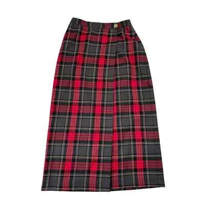 Casual Corner Annex Maxi Wrap Skirt Womens 6 Petite Red Plaid Vintage Holiday - Image 1 of 4