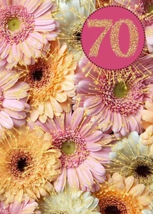 70TH FLORAL DESIGN - Christian/ Religious Birthday Card - Big 5" x 7" Card - Picture 1 of 3