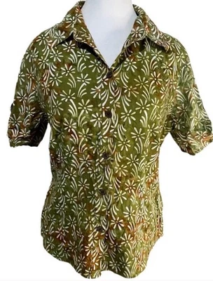 Blusa Top Caribbean Joe Floral Margarita Tropical Abotonada Para Mujer Talla Mediana Foto 1 de 4