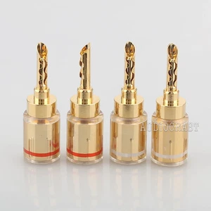 4pcs BFA Banana Connector 24K Gold Plated Copper HiFi Audio Speaker Cable Plug - Picture 1 of 14