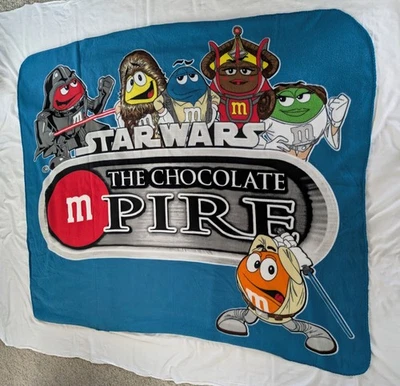 M&M's Star Wars VTG The Chocolate Mpire 2015 Blue Fleece Throw Blanket 60 x 50" - Image 1 of 4
