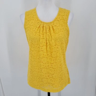 Camiseta sin mangas Laura Ashley para mujer pequeña mediana PM encaje superpuesto elástico sin mangas Foto 1 de 4