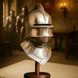 Gothic Sallet Helm mit Vor 16ga Stahl Mittelalter Ritter Rüstung LARP Cosplay - Bild 1 von 3