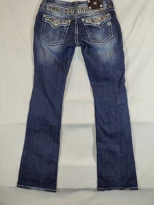 Miss Me Jeans Women's 30 Bootcut Denim Low Rise Embellished Western Denim Blue - Picture 1 of 11