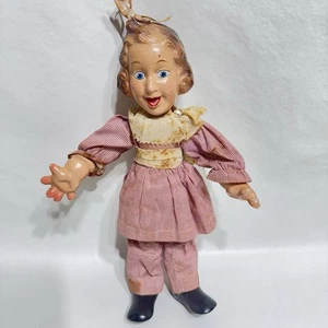 1940s IDEAL Baby Snooks Fannie Brice Composition & Metal Flexy Doll Orig Outfit - Picture 1 of 9