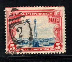 Stamp USA Airmail (circa 1928) - 5¢ Beacon on Rocky Mountains SC# C11 Used - Picture 1 of 2
