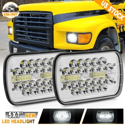 For Ford L9000 L800 LN700 Trucks 2PCS 7x6" 5x7" LED Headlights High/Low Beam DOT - Image 1 of 4