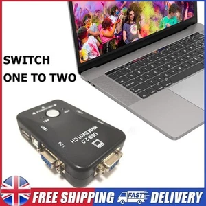 USB 2.0 VGA KVM Switcher Selector Adapter 2 In 1 Out for Keyboard Mouse Monitor - Afbeelding 1 van 12