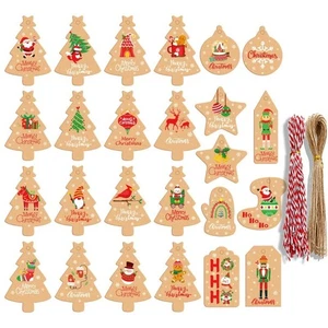 50 Stck. 25 Designs Frohe Weihnachten Kraftpapier Geschenkanhänger klein, UM-20-269-FP13  - Bild 1 von 3