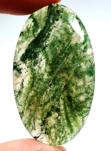 Piedra preciosa cabujón ovalado ágata ópalo musgo verde natural 41 quilates 5x23X40 mm CW-373 - Imagen 1 de 1
