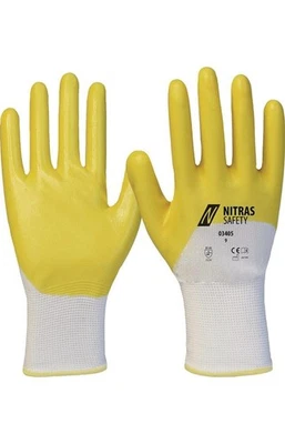 NITRAS Handschuhe 03405 Größe 8 weiß/gelb Polyester mit Nitril EN 388 PSA-Kat... - Bild 1 von 4
