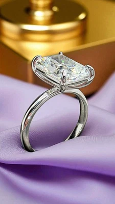 3.00 Carat D VS1 Platinum Radiant Cut Lab Grown Diamond Ring IGI Certified - Image 1 of 4