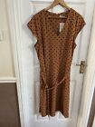 BNWT Ladies Brown Polka Dress Size 22 From Tu Sainsburys Midi Dress - Belted