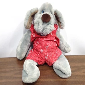 VTG 1981 GANZ Bros WRINKLES Dog Plush Hand Puppet Gray / Blue  17” - Picture 1 of 16